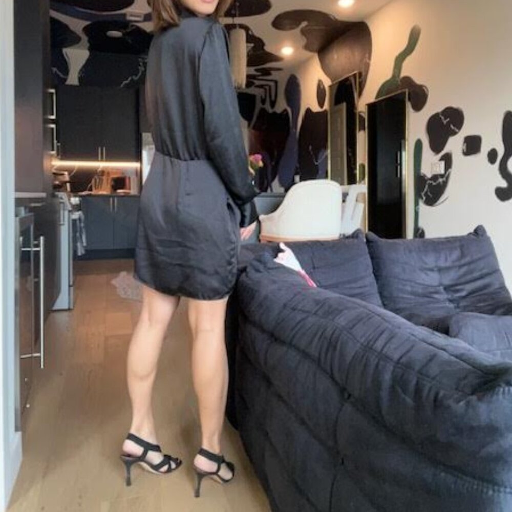 Zara - Satin Black Blazer Dress